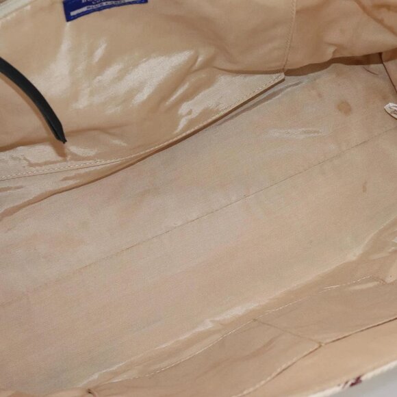 BURBERRY Nova Check Blue Label Tote Bag Canvas Beige Gold Auth 117928 - Picture 12 of 15